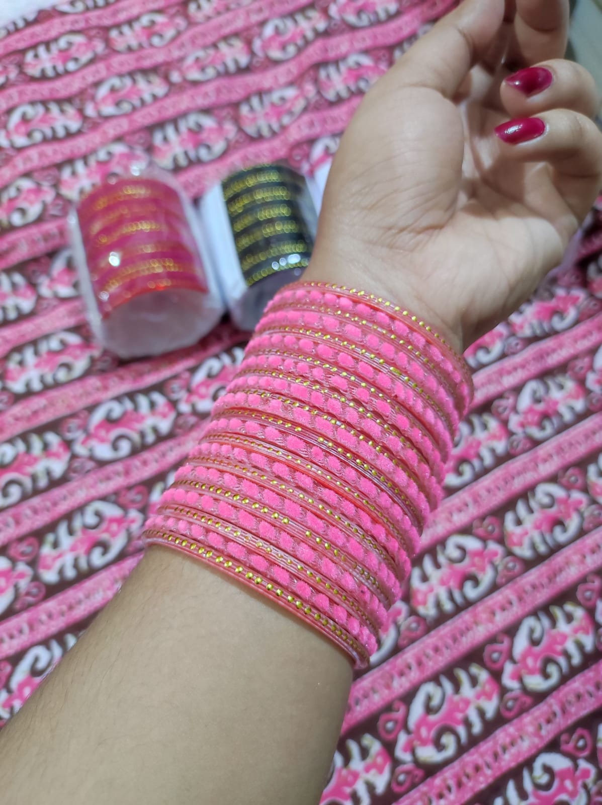 Picture of 1set 24pis Velvet kacher bangles /bridal bangles bracelets package bangles for girls