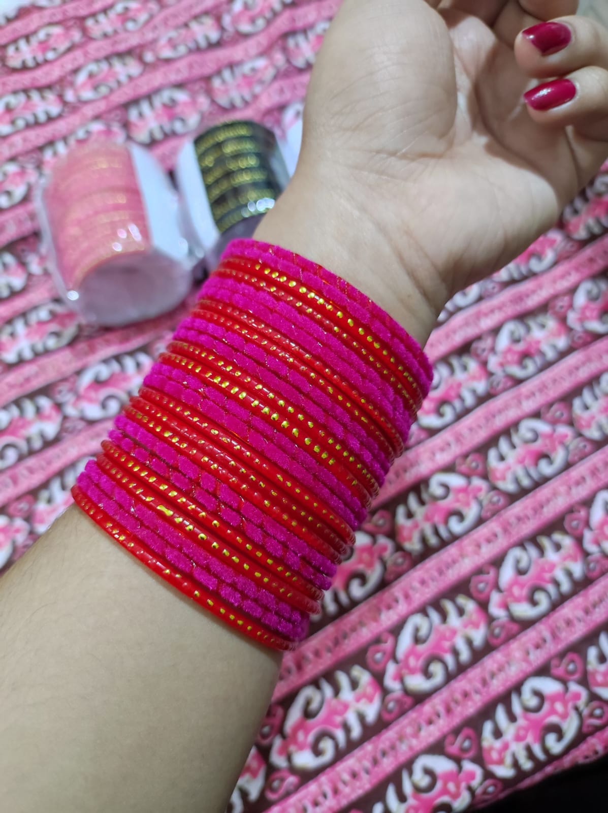 Picture of 1set 24pis Velvet kacher bangles /bridal bangles bracelets package bangles for girls