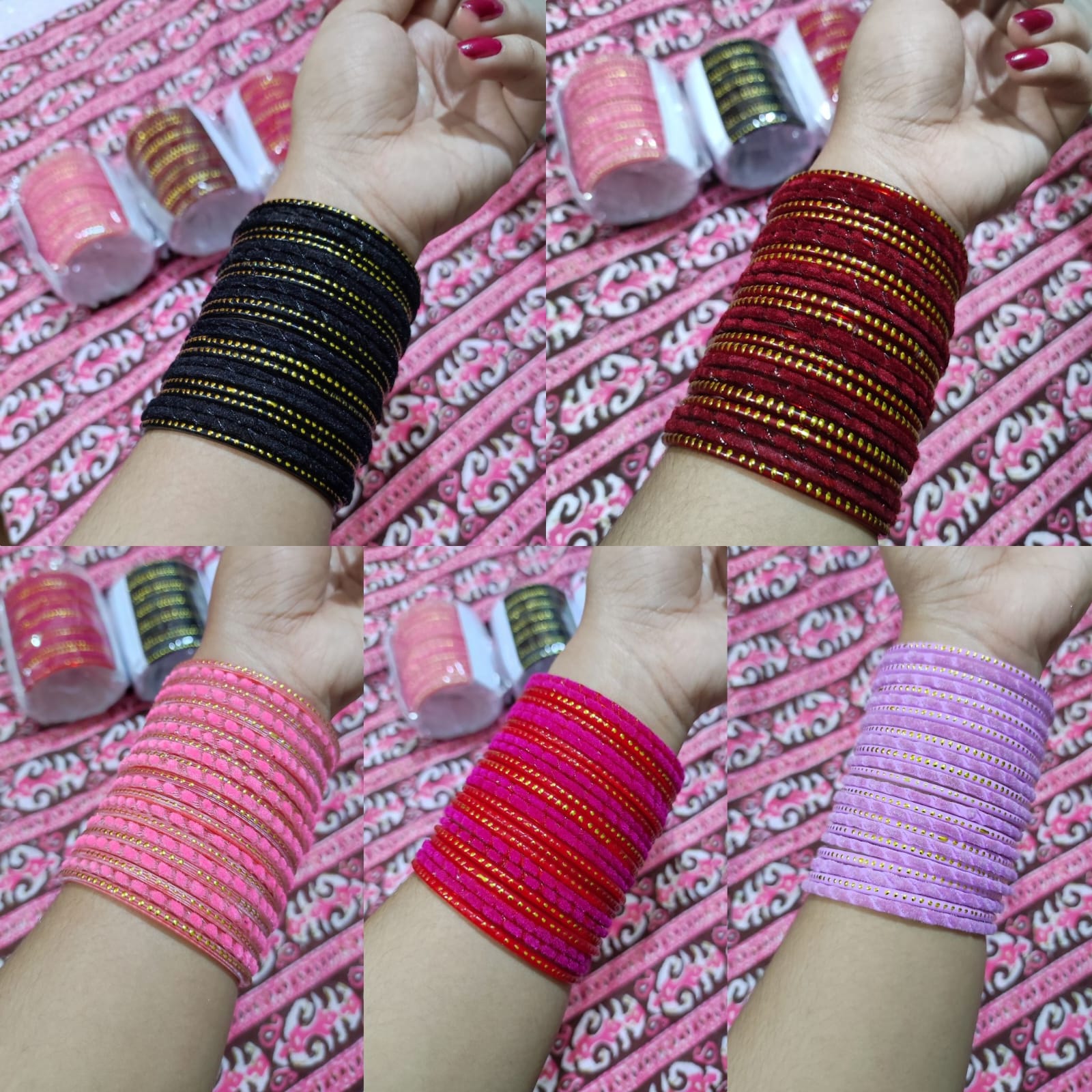 Picture of 5pis combo Velvet kacher bangles /bridal bangles bracelets package bangles for girls