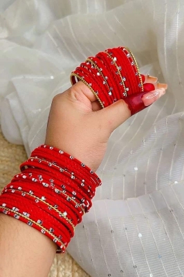 Picture of Barbi metal velvet bangles /exclusive fashionable bangles set -52 pcs for women /girls