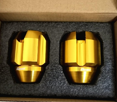 Picture of Goyo Aluminum Slide Cover for Motorcycle nut or bumper cap. Gold