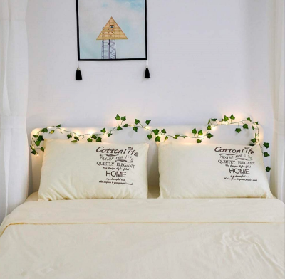 Picture of 2 Meter 20 LED String Lights Artificial Ivy Fake Garland Green Leaf Plants Vine Battery Operate Fairy String Lights Hanging for Wedding Party Home Wall Decor