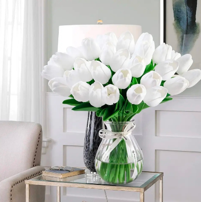 Picture of 1Pcs Artificial Tulips Lifelike Realistic Plastic Faux Silk Floral Simulation for Home