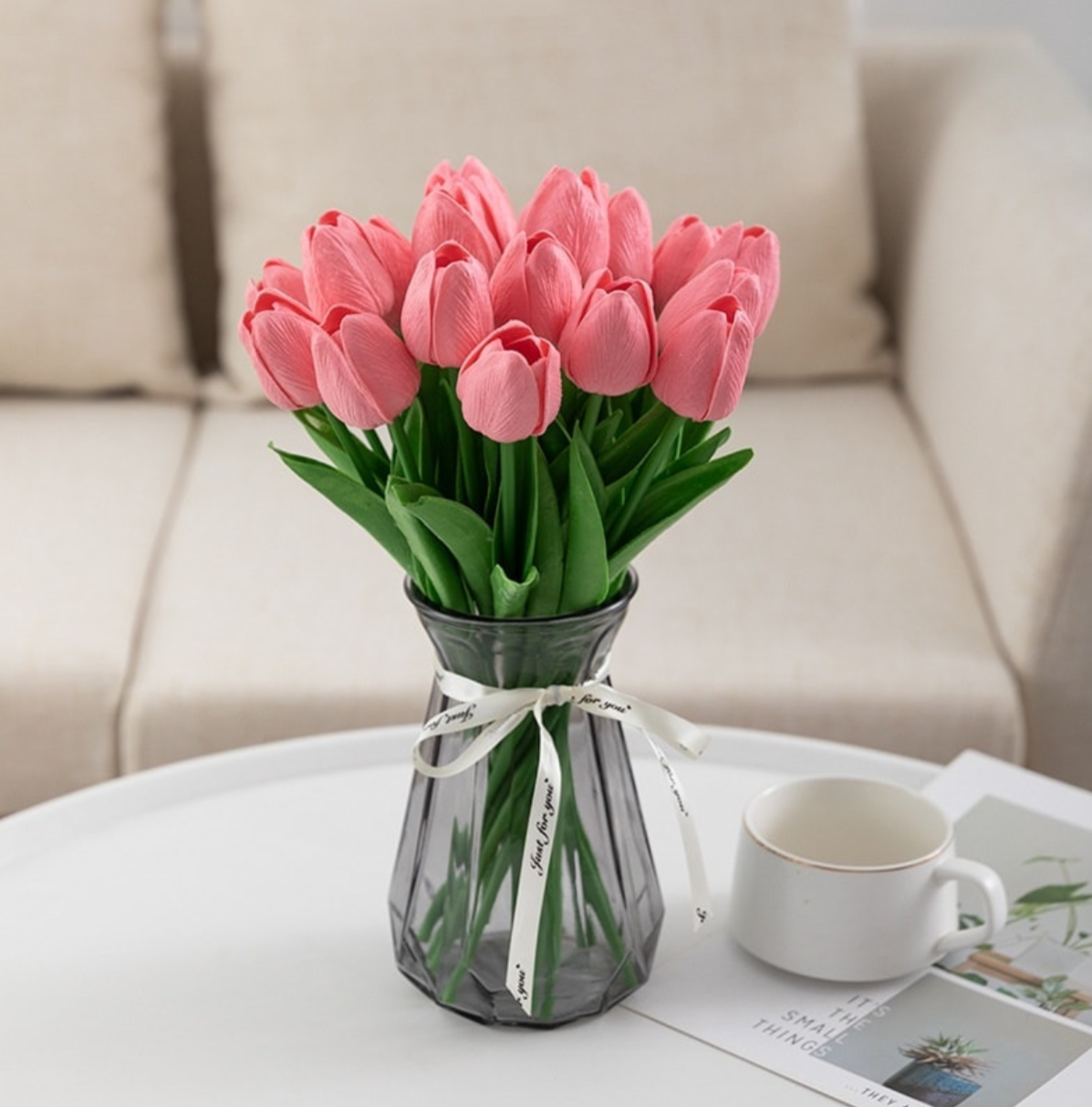 Picture of 1Pcs Artificial Tulips Lifelike Realistic Plastic Faux Silk Floral Simulation for Home