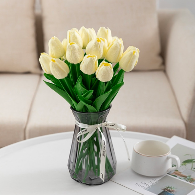 Picture of 1Pcs Artificial Tulips Lifelike Realistic Plastic Faux Silk Floral Simulation for Home