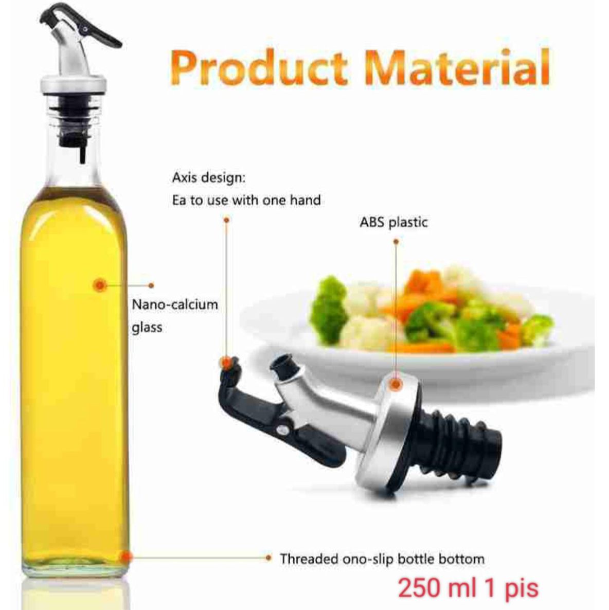 Picture of Oil Savings Glass Jar Kitchen Oil Glass Jar 250MI - Store Your Cooking Oil Conveniently And Stylishly With This 250MI Glass Jar