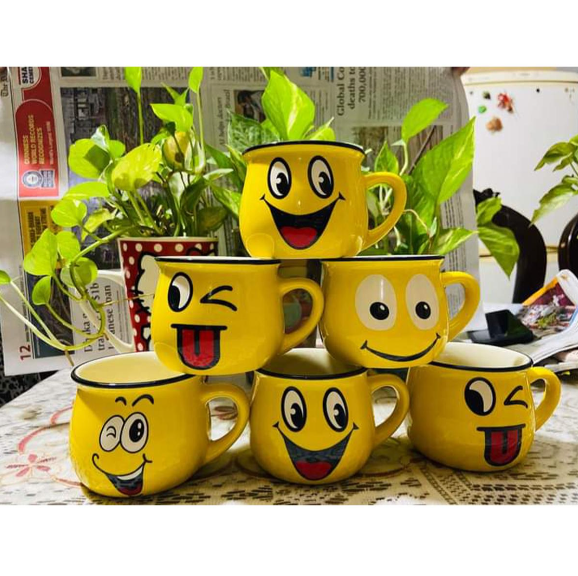 Picture of Emoji Ceramic Mug Coffee Tea Water Milk Yellow Color Cup Gift-1Pc - Enjoy Your Favorite Beverages With A Touch Of Fun With This Emoji Ceramic Mug