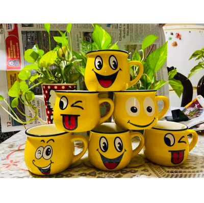 Picture of Emoji Ceramic Mug Coffee Tea Water Milk Yellow Color Cup Gift-1Pc - Enjoy Your Favorite Beverages With A Touch Of Fun With This Emoji Ceramic Mug