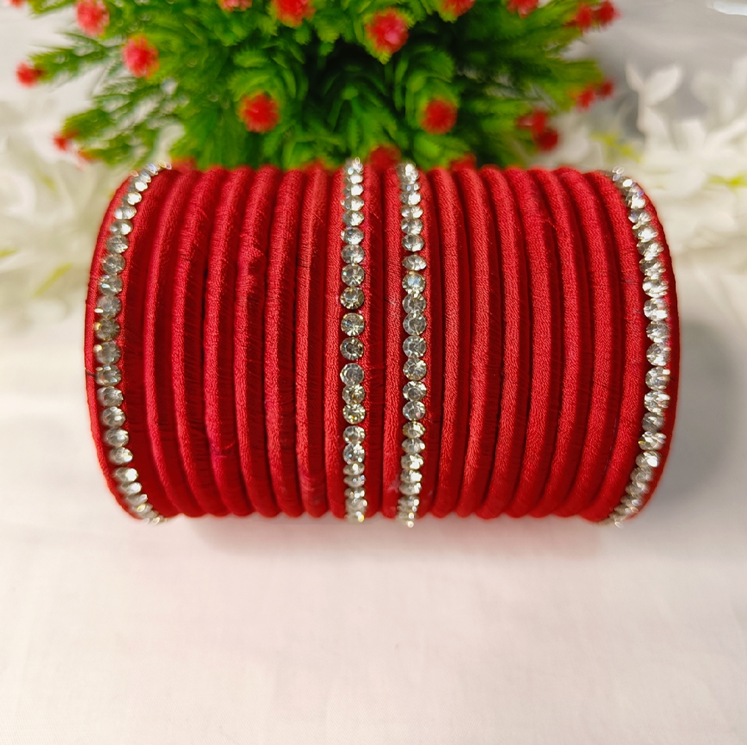 Picture of Silk Thread Reshmi Bangles with Stones For Girls and Women