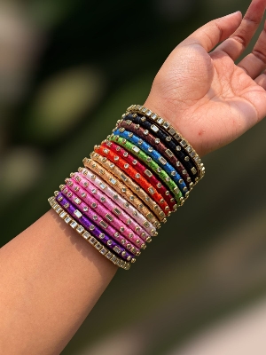 Picture of Silk Thread Bangles Set new churi set