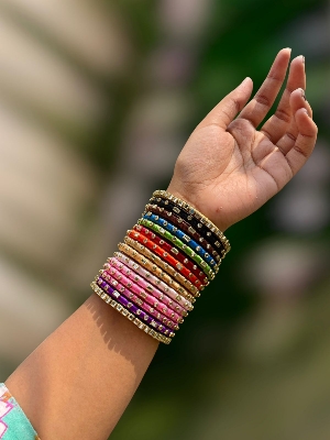 Picture of Silk Thread Bangles Set new churi set