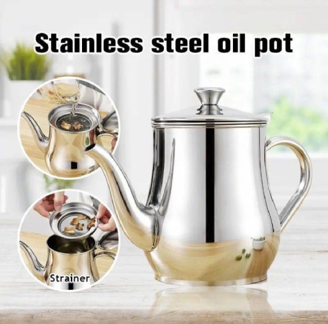 Picture of Stainless Steel Oil Strainer Pot Container Jug Storage Can With Filter Cooking Oil Pot For Kitchen Household Tool