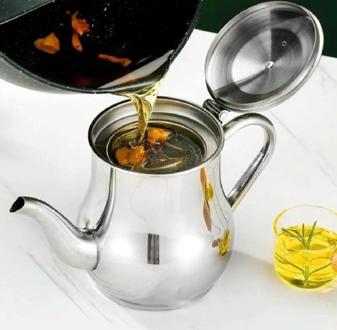 Picture of Stainless Steel Oil Strainer Pot Container Jug Storage Can With Filter Cooking Oil Pot For Kitchen Household Tool