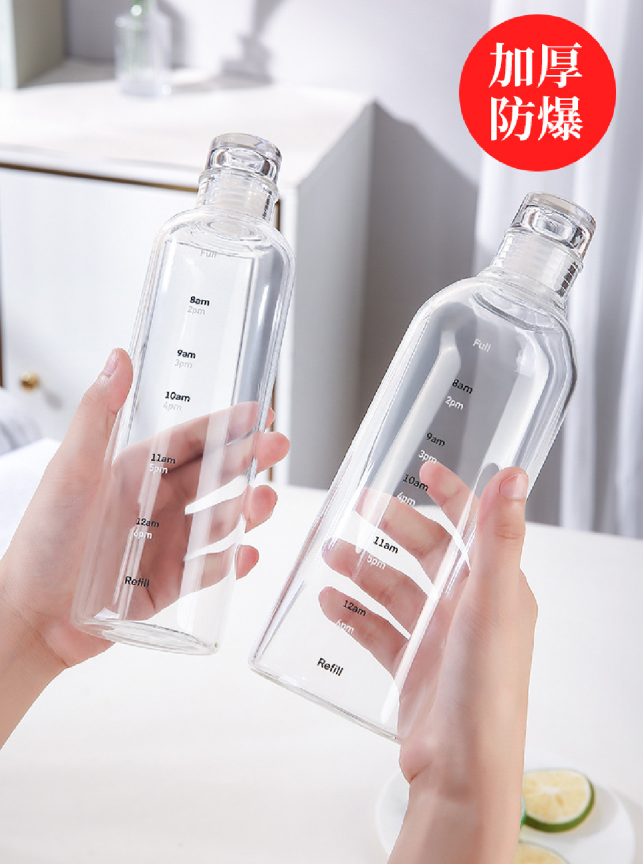 Picture of 700ml Time scale cup food grade handy cup high temperature resistant plastic student summer couple water cup transparent portable cup. - water bottle