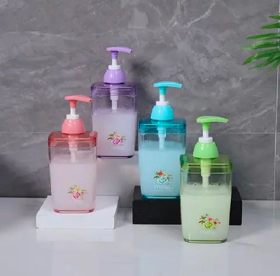 Picture of 1 pc Acrylic Liquid Soap and Shampoo Dispenser - Purple and Transparent