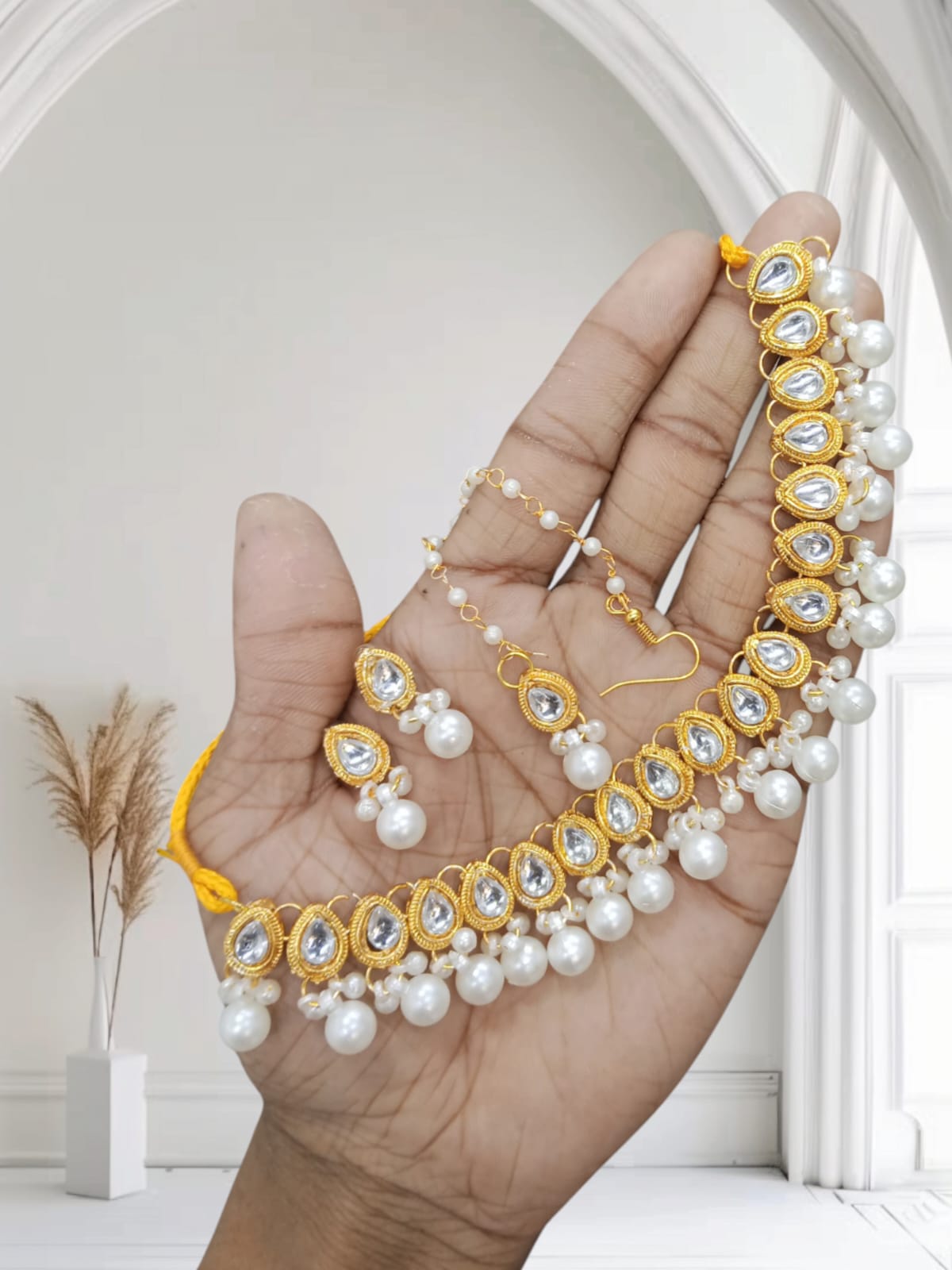 Picture of Golar Choker Necklace Set and tikli For Women Necklace For Girls - Necklace For Girls