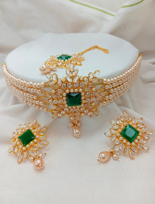 Picture of Simple gold plated with pearl necklace & earring set for women