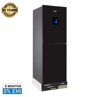 Picture of VISION Glass Door Smart Dispensar Refrigerator RE-238 Liter Black Bottom Mount