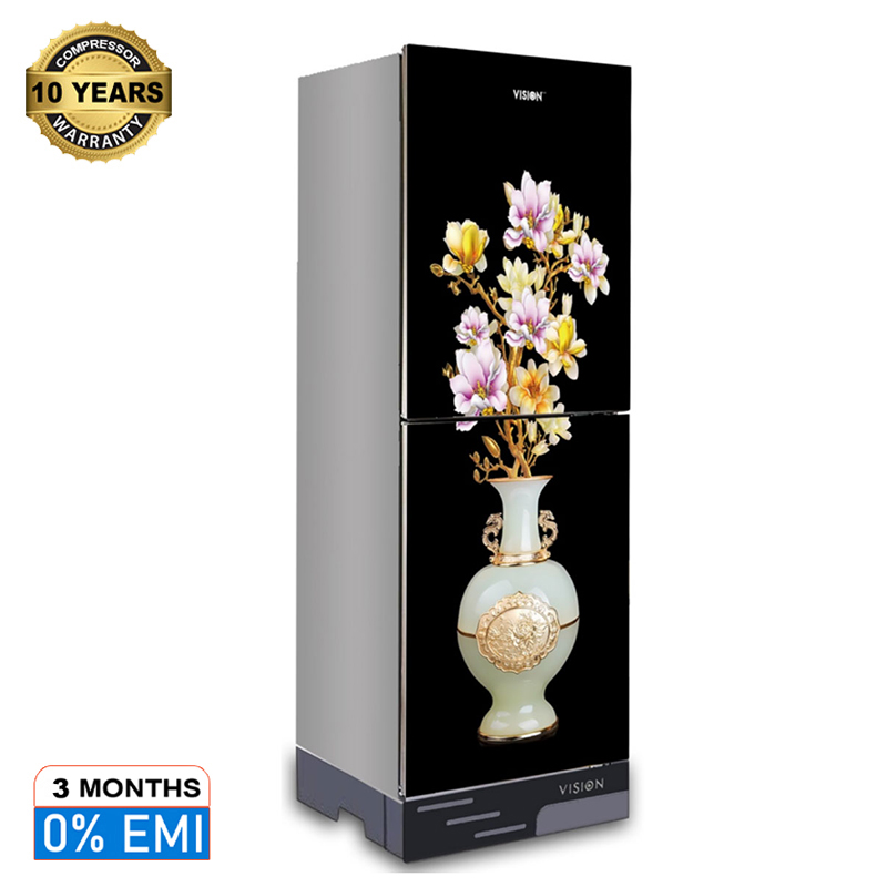 Picture of VISION Glass Door Refrigerator RE-216 Liter Vase G Magnolia Flower Bottom Mount