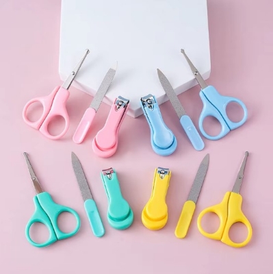 Picture of Hot Sale 3pcs Baby Grooming Kit Nail Clippers Scissors Nail File Tweezer Set