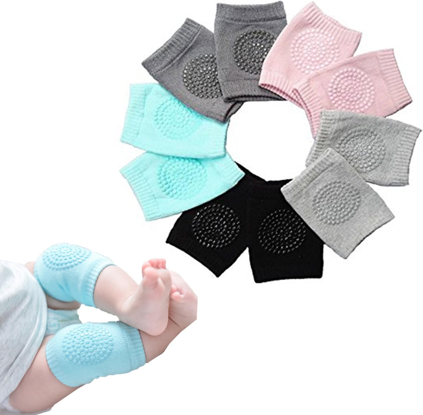 Picture of Soft Mesh Baby Leg Warmers Toddler Kids Kneepad Protector Non-Slip Dispensing Safety Crawling Well Knee Pads Gaiters for Child
