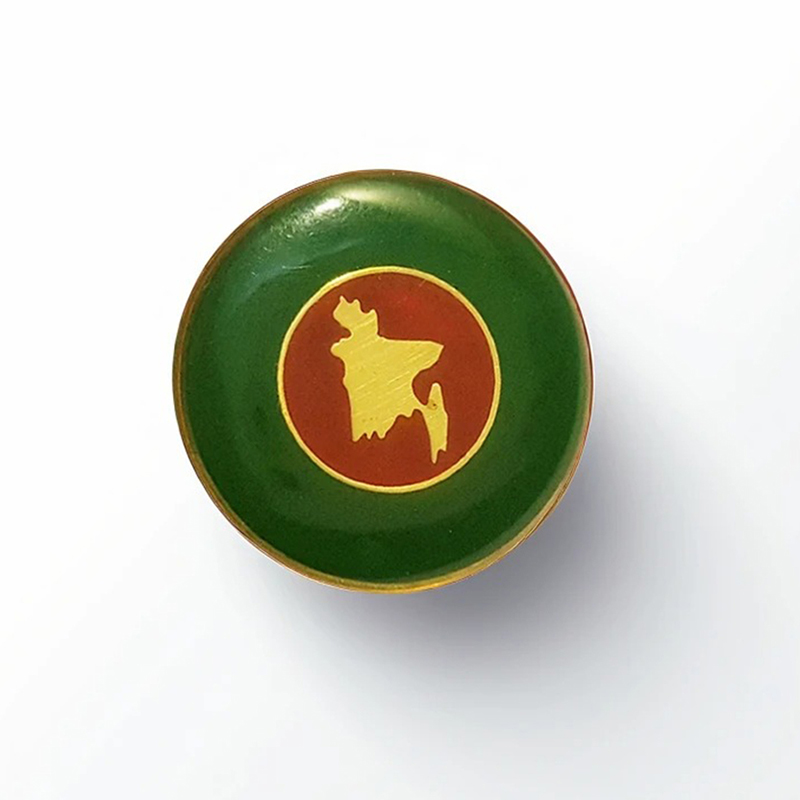 Picture of Bangladesh Flag and Map Coat Pin Brooch Round Design with Silica Gel Pack