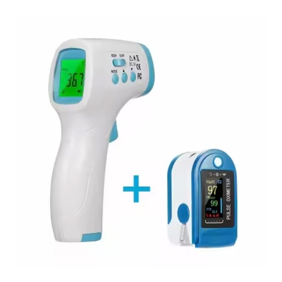 Picture of Pulse Oximeter Finger Blood Oxygen Sensor Saturation Monitor + Digital Forehead Thermometer Non-Contact Infrared Thermometer
