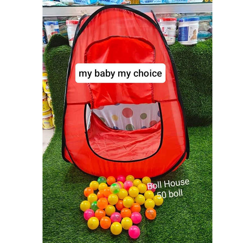 Tent House play with 50 pcs balls-white, red, pink, green ZangCart Bdonline shop bangladeshothoba.com
