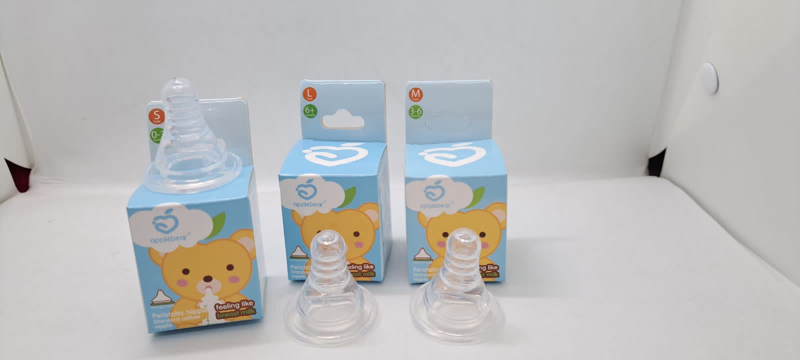 Picture of Apple Bear Durable Wide Mouth Baby Soft Pacifier All-silicone Food Grade feeder Baby Nipple