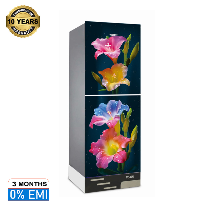Picture of VISION Glass Door Refrigerator RE-222 Liter Colorful Lily Top Mount