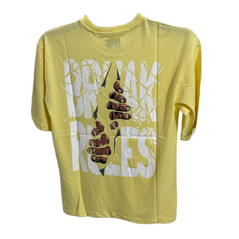 Picture of Premium Break Rules Printed Light Yellow Color Drop Shoulder T-Shirt For Men (Printed Drop Shoulder T-Shirt For Men)