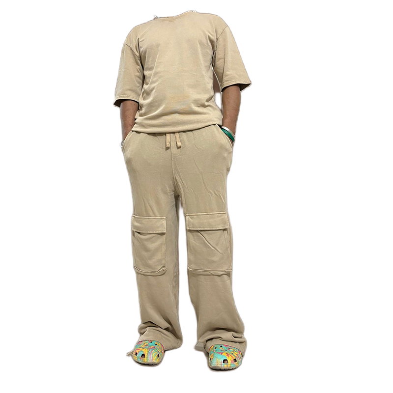 Picture of Premium Authentic healthy acid wash fabric Beige Cargo Pant And T-Shirt Full Set For Men