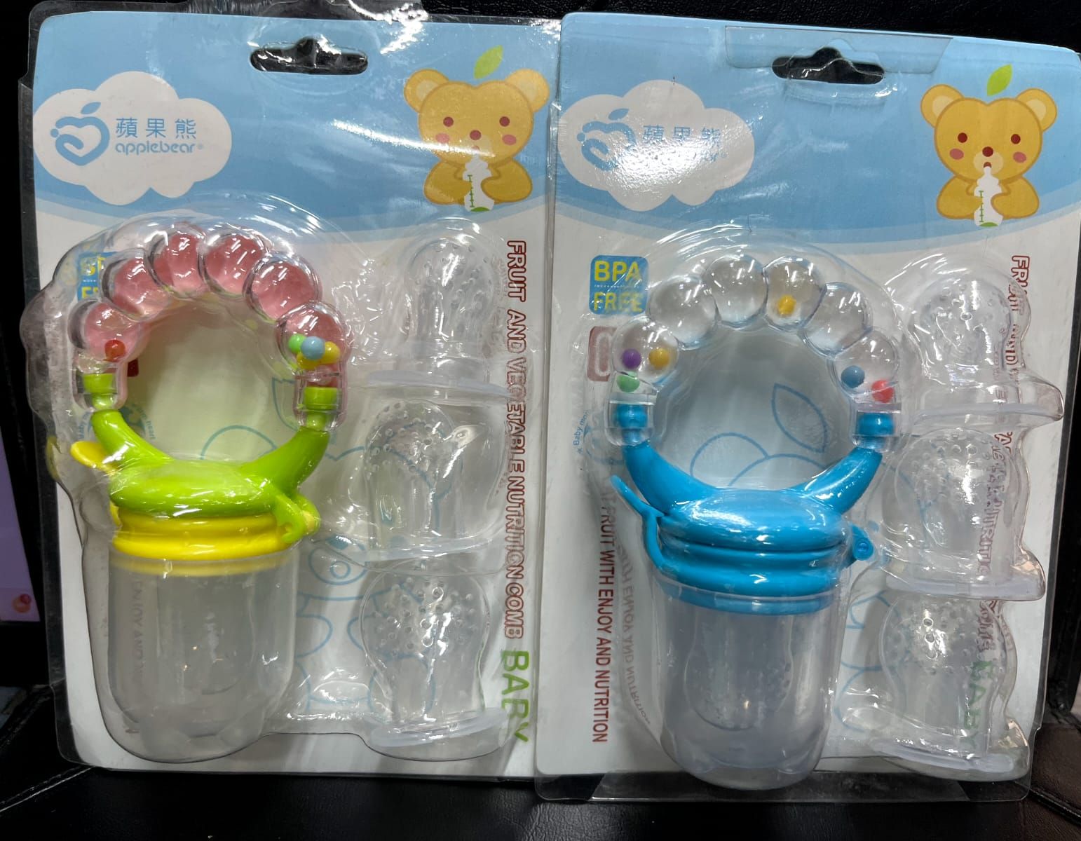 Picture of Baby Fruit Teether Baby Pacifiers Feeder Kids Fruit Feeder Nipples Feeding Safe Silicone Baby Supplies Nipple Teat Pacifier (with Extra 3 Nipples) -Color as per stock