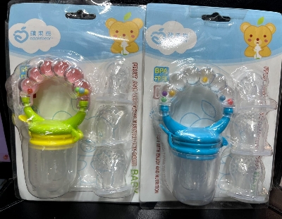 Picture of Baby Fruit Teether Baby Pacifiers Feeder Kids Fruit Feeder Nipples Feeding Safe Silicone Baby Supplies Nipple Teat Pacifier (with Extra 3 Nipples) -Color as per stock