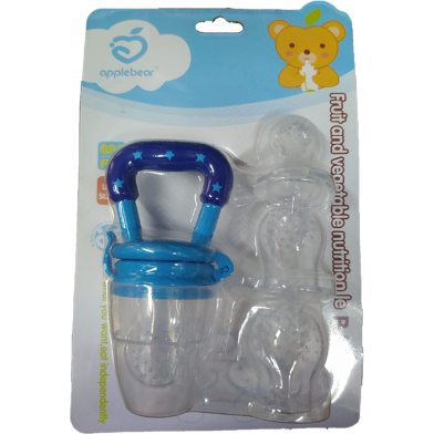 Picture of New Star Bite Baby Fruit Teether Baby Pacifiers Feeder Kids Fruit Feeder Nipples Feeding Safe Silicone Baby Supplies Nipple Teat Pacifier (with Extra 3 Nipples) -Color as per stock