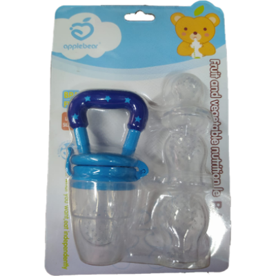 Picture of New Star Bite Baby Fruit Teether Baby Pacifiers Feeder Kids Fruit Feeder Nipples Feeding Safe Silicone Baby Supplies Nipple Teat Pacifier (with Extra 3 Nipples) -Color as per stock