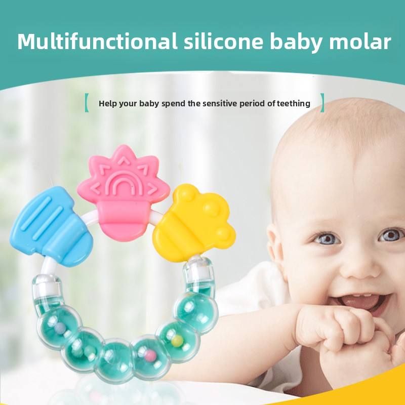 Picture of Infant Silicone Soft Toy Chewable Baby Teether with Sound Rattle Soothing Teething Stick for Teething Relief