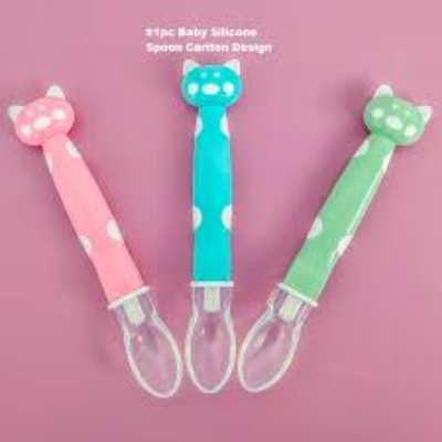 Picture of Children's Training Tableware-Newborn Silicone Soft Head Spoon for Baby's Supplementary Food Solid Pattern Spoon