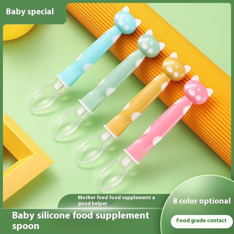 Picture of Children's Training Tableware-Newborn Silicone Soft Head Spoon for Baby's Supplementary Food Solid Pattern Spoon