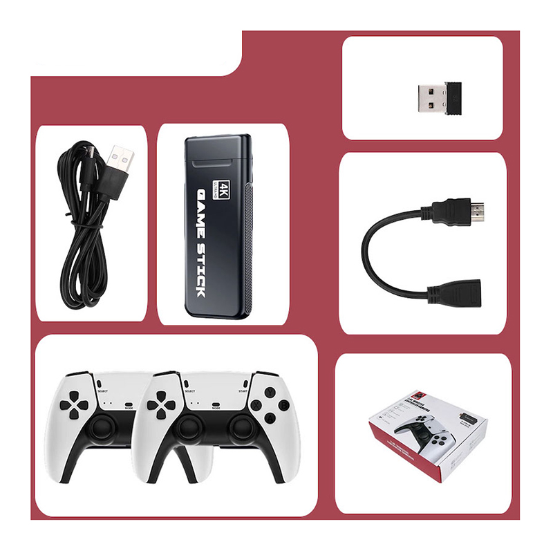 Picture of ✔️M8 Pro Game Stick ✔️2 Premium Joystic with Dongle ✔️64GB SD Card With Preloaded 2000+ game Inside ✔️HDMI Extension Cable ✔️USB Power Cable ✔️User Manual