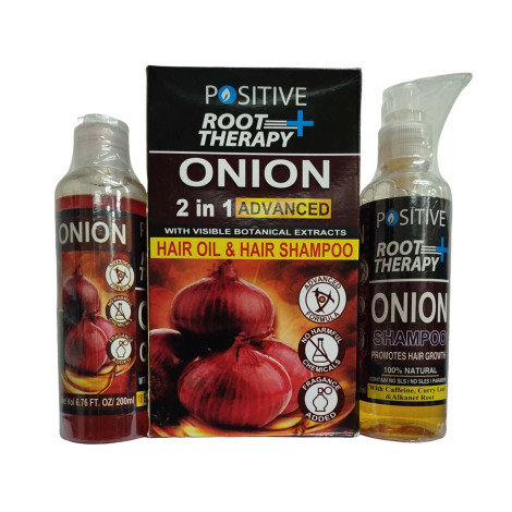 Picture of Positive Root Therapy Onion 2in1 Advanced Hair Oil & Hair Shampoo Set 200ml + 200ml