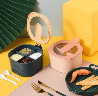 Picture of 4 in 1 Spice Jar Set - Salt and Pepper Seasoning Box - Kitchen Condiment Cruet Storage Container - Spice Rack - Seasoning Bottle/525