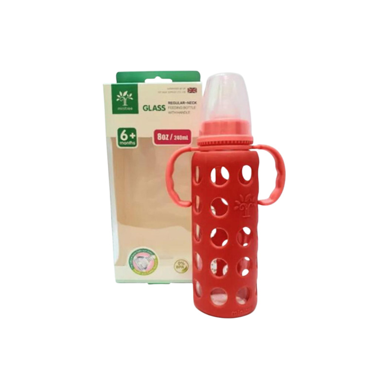 Picture of Baby Feeder Bottle Minitree Regular Neck Baby Feeding Glass Bottle 6m+ 240ml Bottle Multicolor Available