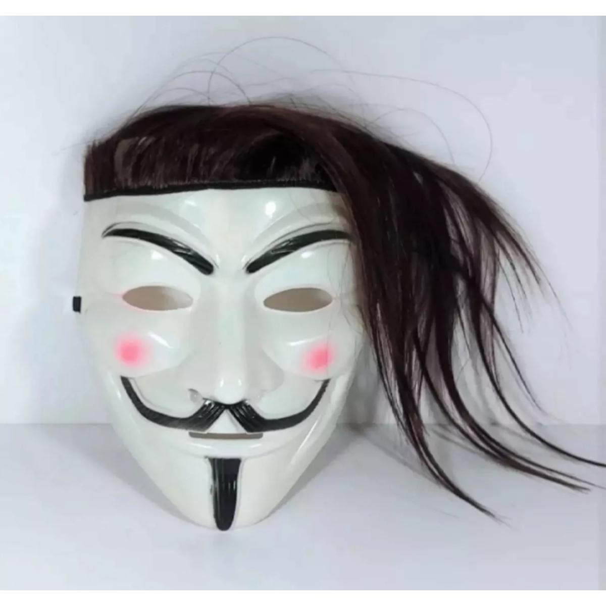 Picture of Joker Face with Long Hair for Party/Anonymous / Guy Fawkes Maks - White/joker mukhos-1pc
