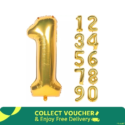 Picture of Number balloon/number foil balloon/ Foil Balloons Gold Alphabet Letters A-Z And Number 0-9 Foil Balloon for Eid Christmas Birthday Anniversary Party and all decorations