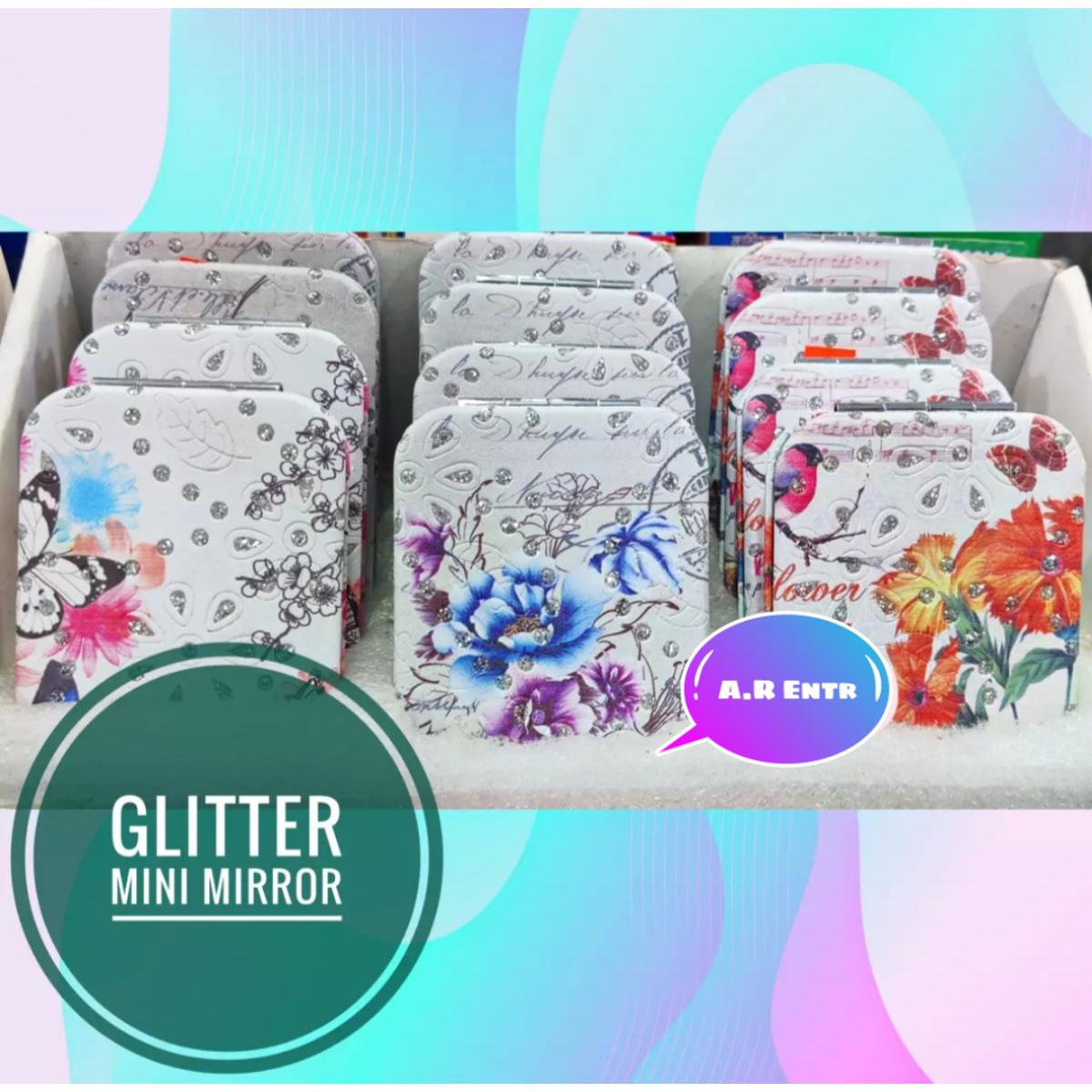 Picture of Square mirror/glitter square mirror/mini portable folding mirror/ pocket mirror/ double side pocket mirror/mini mirrors gifts/mini pocket mirror for women and girls - Mirror