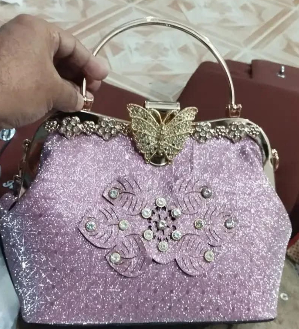 Picture of Luxury butterfly party bag for women/Glitter butterfly vanity bag