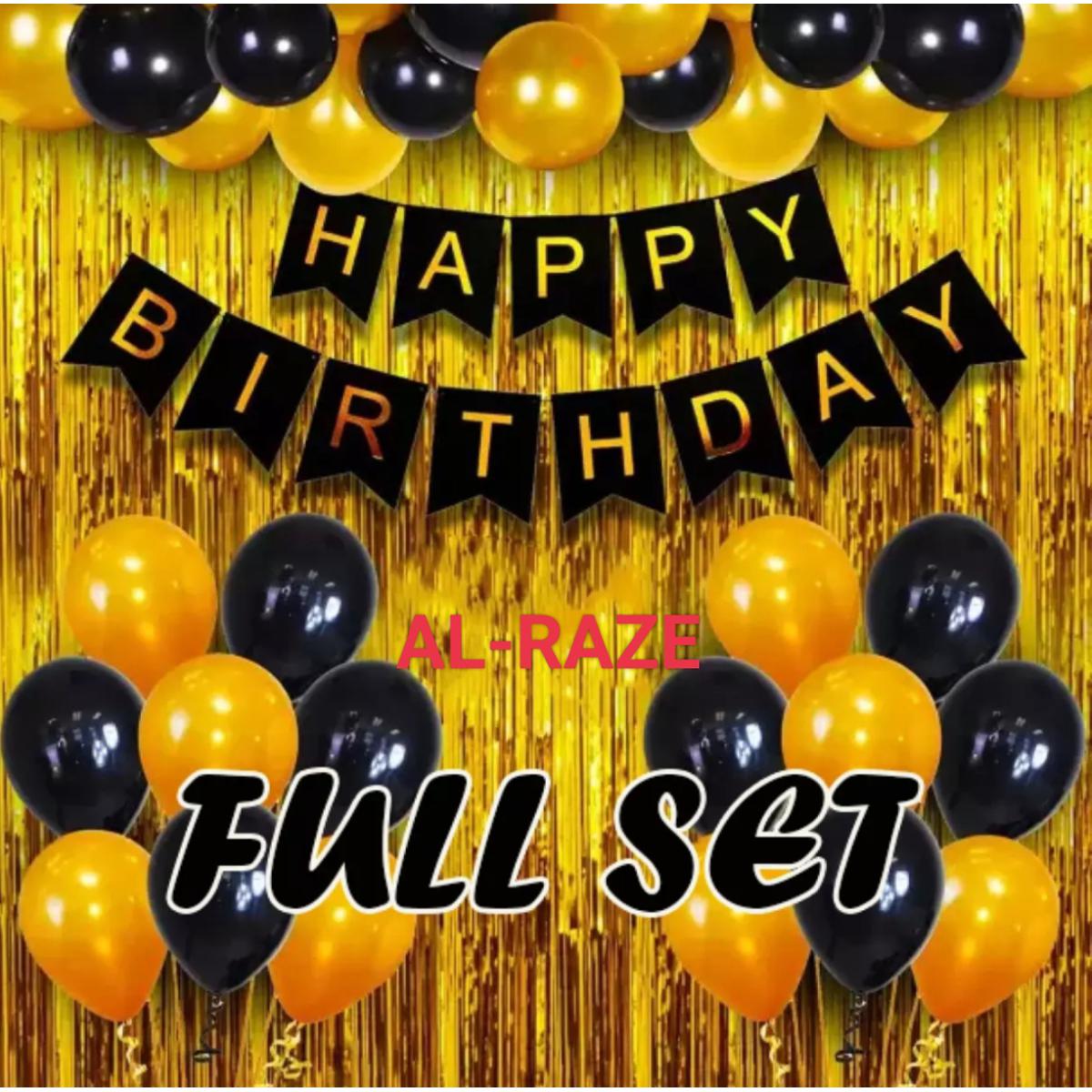 Picture of Happy Birthday Combo Full Set/Birthday Low Budget Package/Black and golden birthday combo set