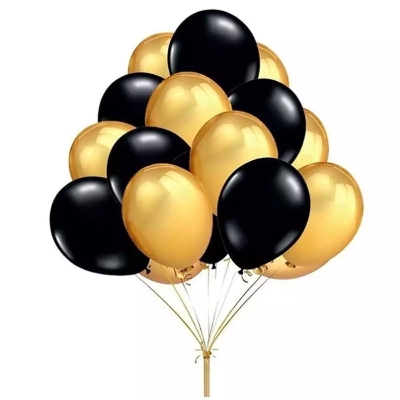 Picture of Black and golden balloon-50pc/Monty balloon 50pc package black and golden/black and golden balloon