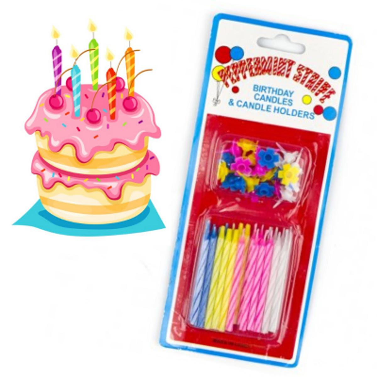 Picture of Happy birthday candle candles, Peppermint Stripe Candles / Cheap Birthday Candles / Candle Stick Stripe 24 Pcs, Peppermint candle fill 24 / spiral birthday cake candle.